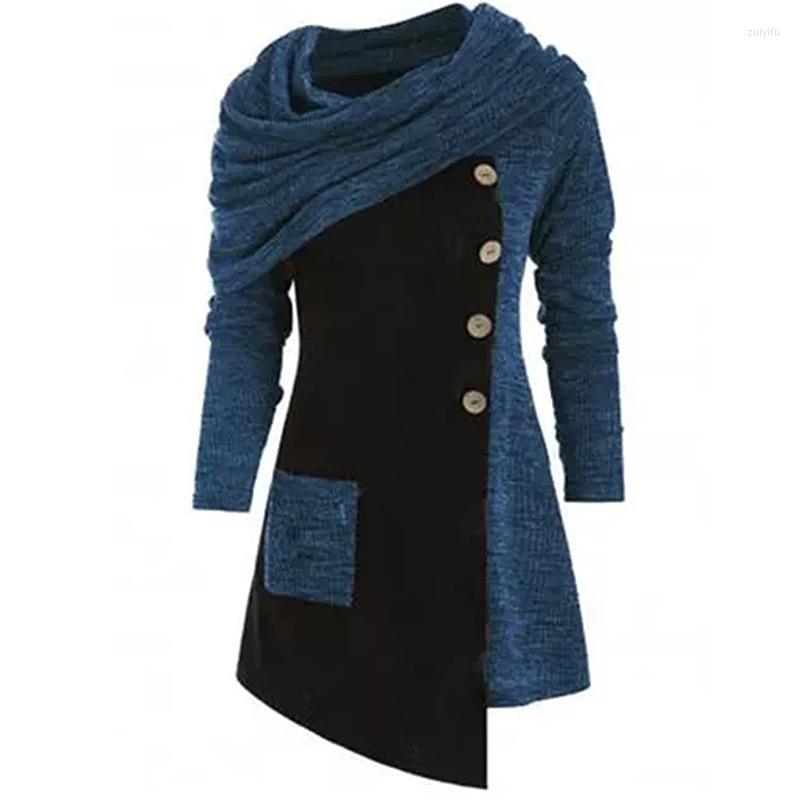 

Casual Dresses 0983 Fall Winter Women Patchwork Color Vintage Fashion Long Sleeves Office Ladies Irregular Dress Female 2023, 0983 dark blue