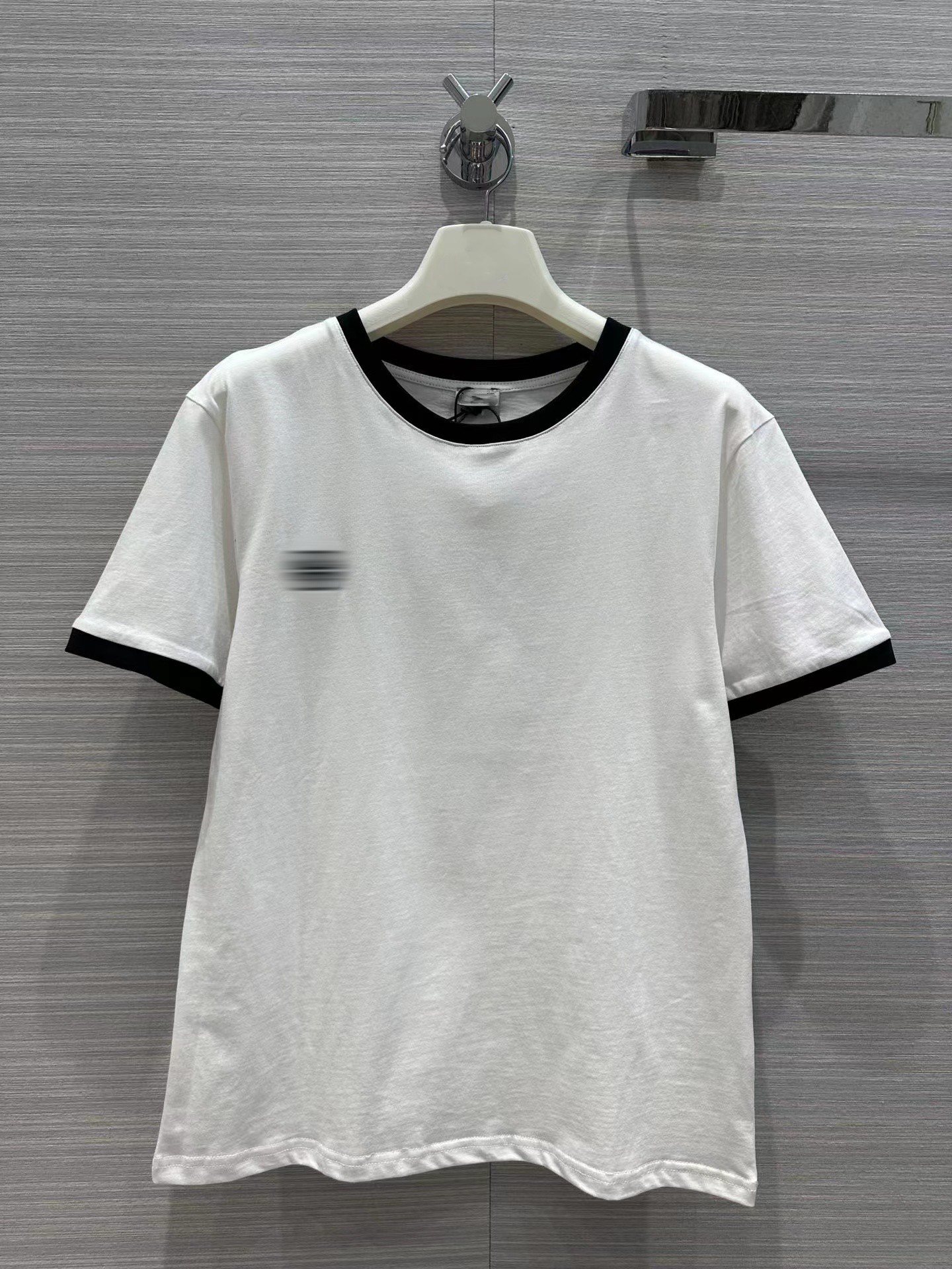 

Milan Runway Women' T-Shirt 2023 Spring Summer O Neck Short Sleeve Fashion Designer Tops Brand Same Style T-Shirt 0226-3, White