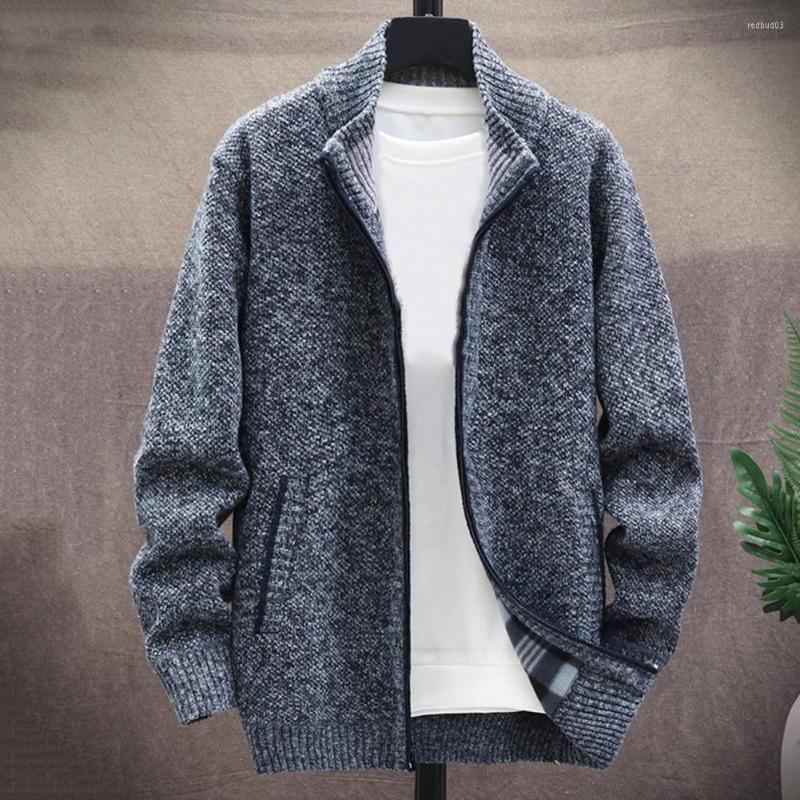 

Men's Jackets Men Coat Casual Stand Collar Winter Jacket Solid Color Loose Cardigan Thick Elastic Cuff For Work, Black
