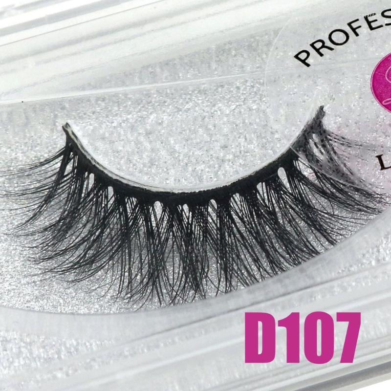 

False Eyelashes 13mm Mink Handmade 3D Fluffy Soft Crossing Eye Beauty Fake Lashes Extension Box D107FalseFalse