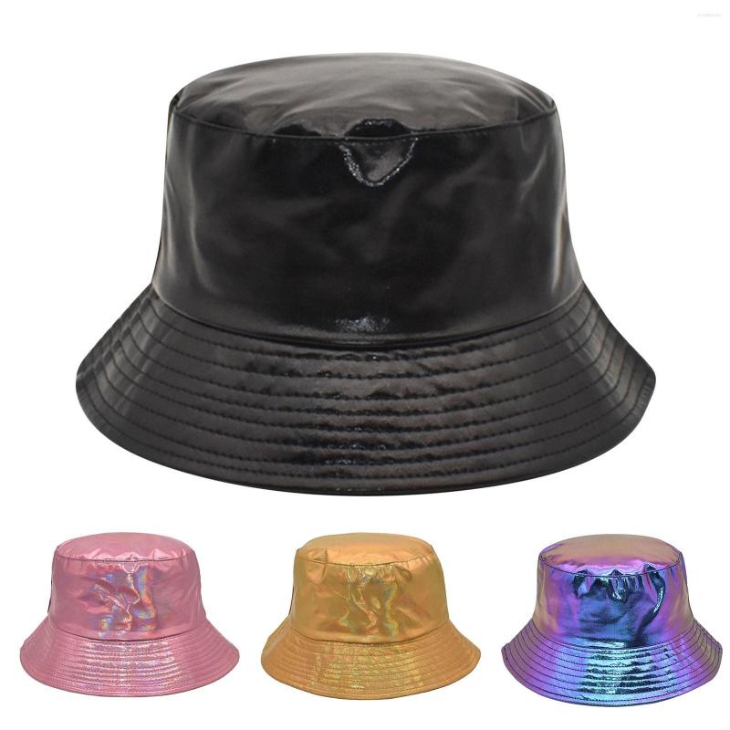 

Berets Bucket Hat Rain Festival Bracket Ladies Stage Female Color Reflective Fisherman Sun Men Men's Black