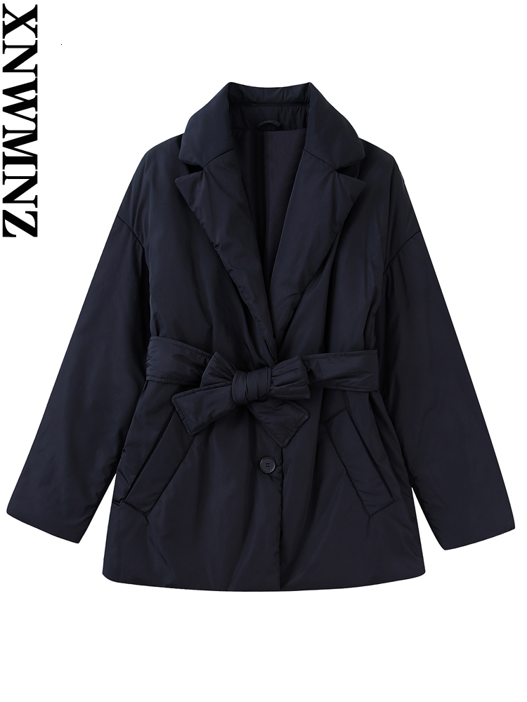 

Women s Jackets XNWMNZ Women Fashion Belt Thick Warm Padded Parkas Coat Vintage Long Sleeve Button Casual Female Outerwear Chic Tops 230225, Black