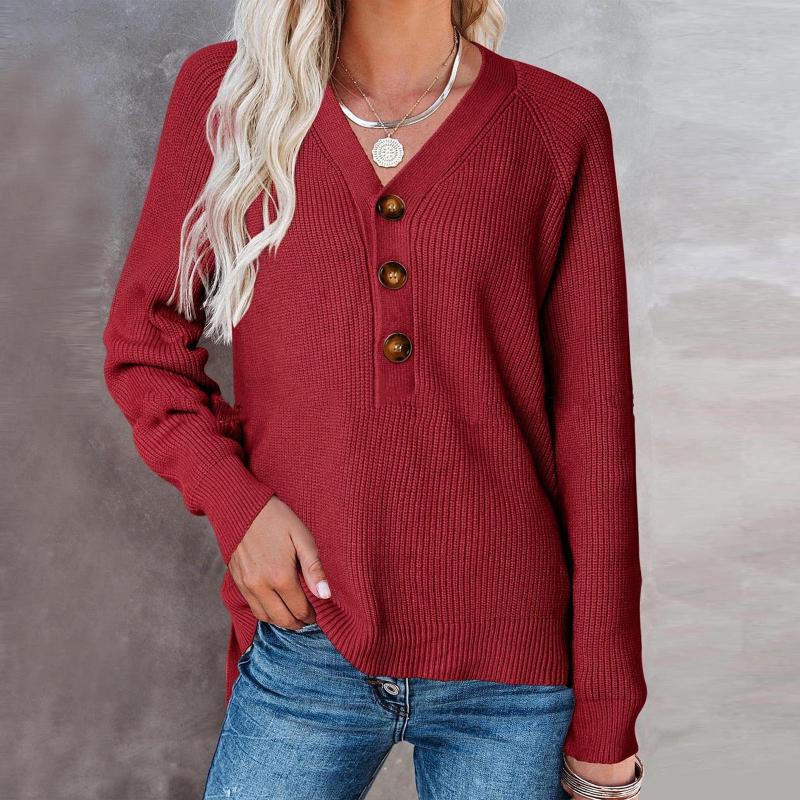 

Women' Sweaters For Women 90s Aesthetic V Neck Sweater Button Down Knitted Pullover Fall Winter Long Sleeves Womens Top Pull Femme, Black