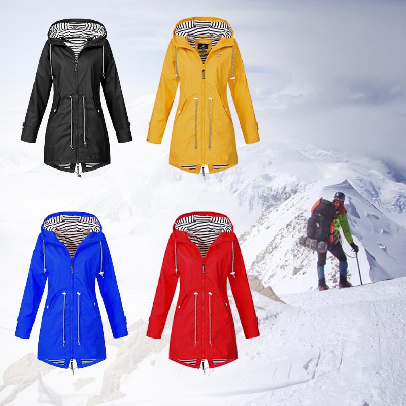 

Women's Jackets Long Sleeve Windproof Soft Camping Waterproof Zipper Drawstring Winter Autumn Women Hiking Jacket Hooded Sport Outdoor Casua, Black