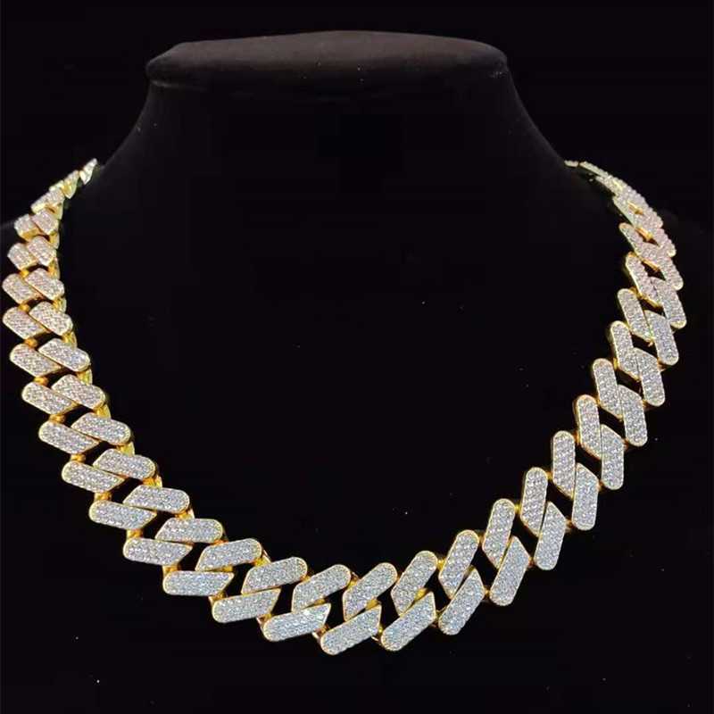 

Hotsale Gems Fine Jewelry Gold Plated 925 Sterling Silver VVS Moissanite Diamond Iced Out Miami Cuban Link Chain Necklace