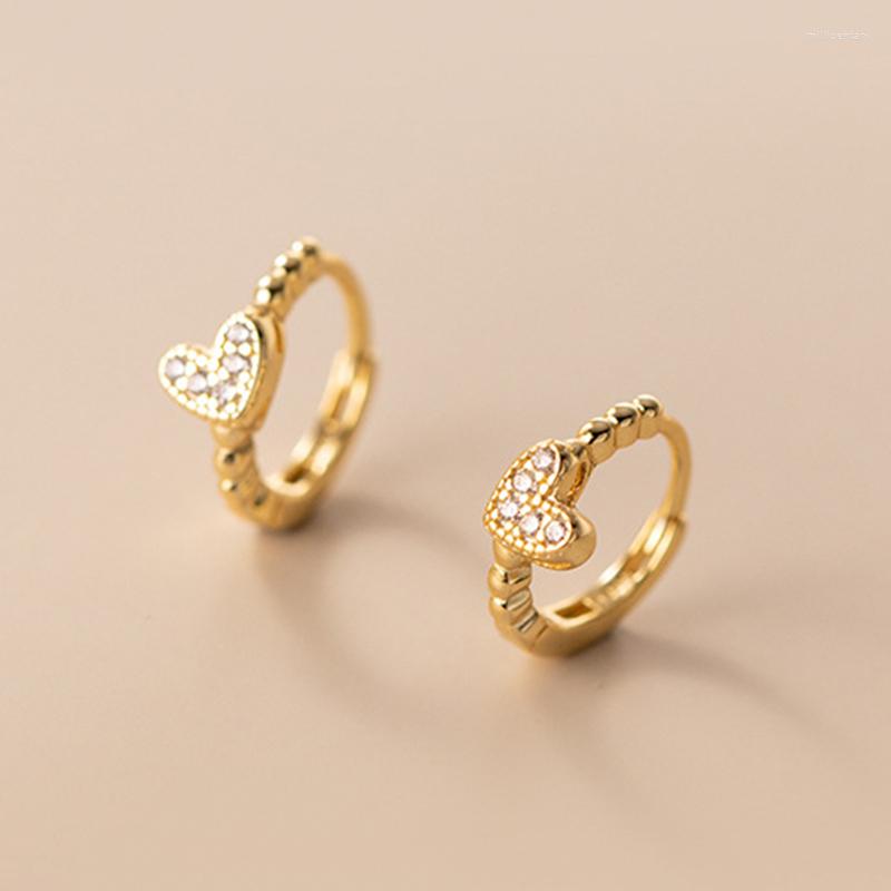 

Hoop Earrings Elegant Heart CZ Zircon Real 925 Sterling Silver Jewelry Party Sweet Accessories For Woman Girls Gift