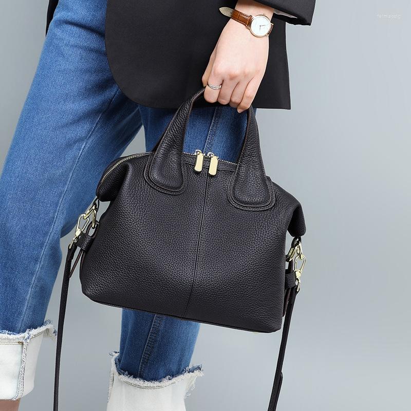 

Evening Bags 2023 Fashion Women Real Leather Tote Shoulder Bag Designer Handbags High Quality Lady Large Crossbody, Black