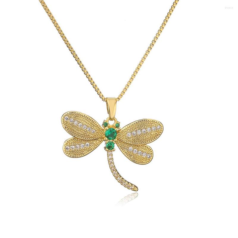 

Pendant Necklaces Mafisar Design Cute Animal Jewelry Gold Plated Exquisite Dragonfly Necklace For Women Good Quality Copper Zircon