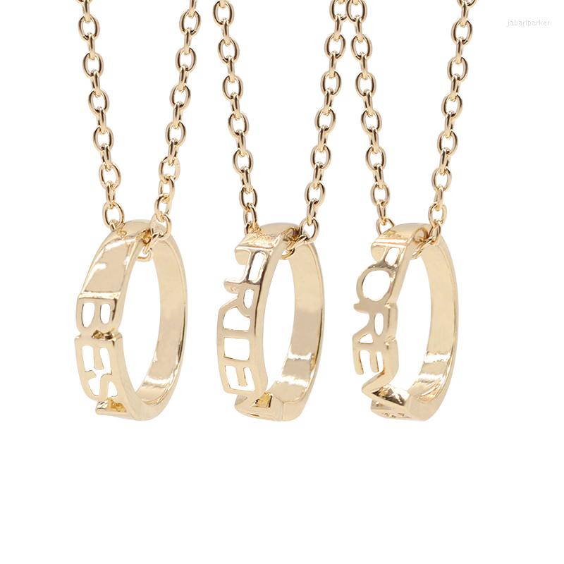 

Pendant Necklaces 3 Piece Fashion Friends Forever Pendants & BFF Hollow Circles Choker Necklace Women Friendship Jewelry Collares