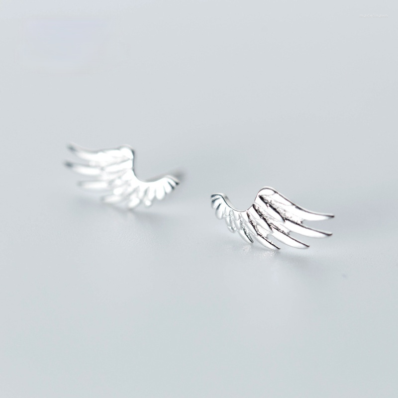 

Stud Earrings 2023 Angel Wing Silver Plated Mini Feather Korean Fashion Women's Jewelry Girl Children's Gift