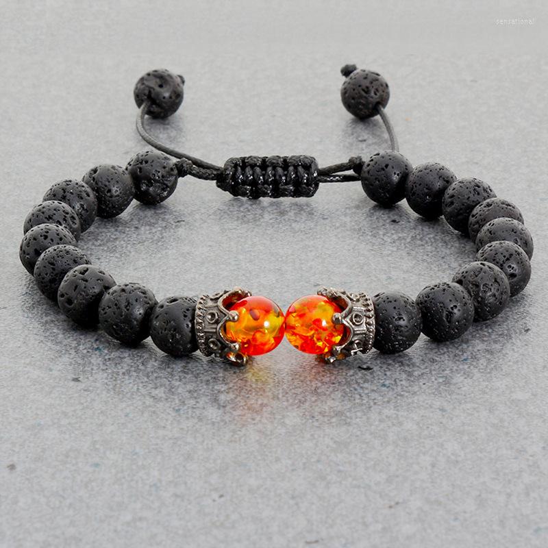 

Strand 8mm Charm Lava Beads Bracelet Classic Onyx Tiger Eye Stone Crown Helmet Bracelets For Men Women Friend Wristband Jewelry