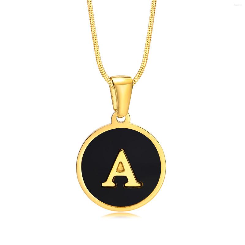 

Pendant Necklaces In Fashion Gloss Round Acrylic Letter Chain Stainless Steel Custom Gold Color 26 A-Z Charm