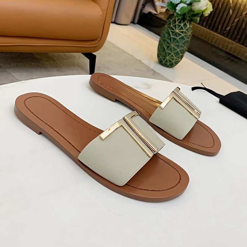 

Designer flats sandals flip flops summer Genuine Leather slipper flat slippers for women dressy, 3#