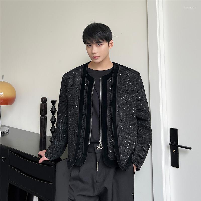 

Men's Jackets Autumn Winter Men Splice Design Loose Casual French Vintage Fashion Wool Jacket Top Male Korean Streetwear Trend Coat, 6316