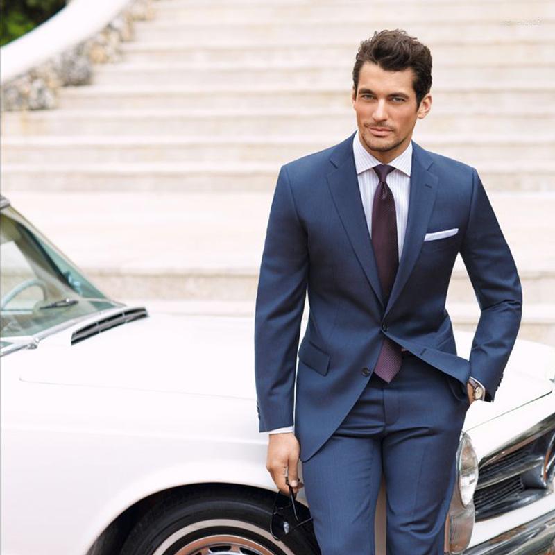 

Men's Suits ANNIEBRITNEY Navy Blue 2 Piece Slim Men Business Suit Tailor Made Groom Wedding Tuxedo Prom