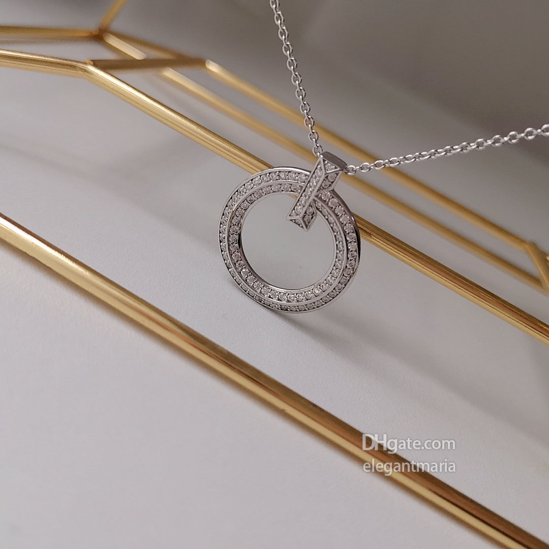 

diamond cross silver 18k Rose gold Plated pendant necklace filled jewelry Choker double row Designer Women Jewelry couple fashion gift Sweater Wedding party sale