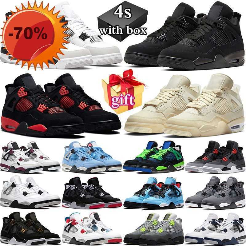 

Boots Outdoors Basketball Shoes Mens Trainers Red Thunder Infrared Black Cat Bred University Blue Shimmer Royalty Og 4 4S Men Women, 10