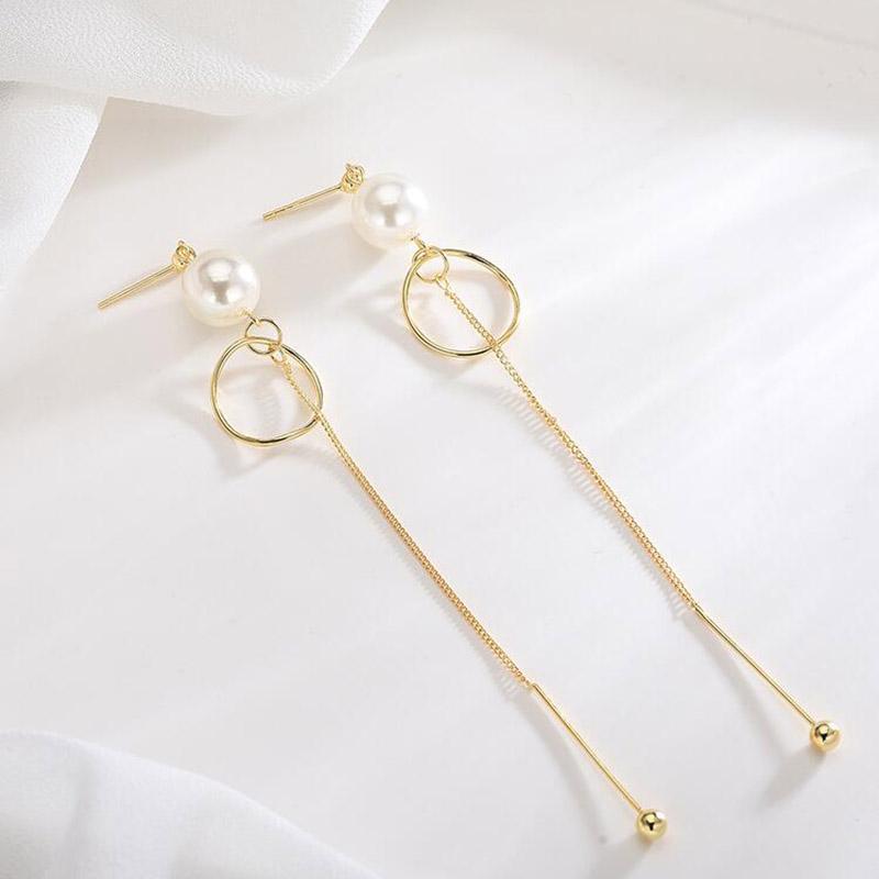 

Dangle Earrings & Chandelier Trendy Fashion Long Tassel Drop 925 Sterling Silver For Women Statement Natural Freshwater Pearl Earring Party