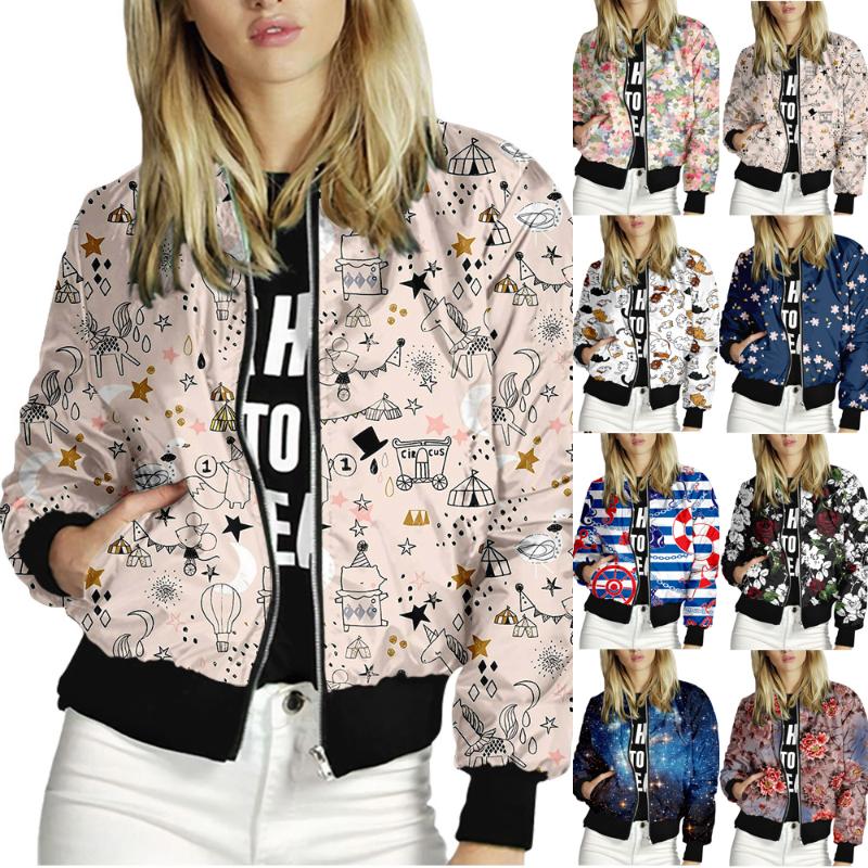 

Women' Jackets Print Short Coat For Women With Zipper Long-sleeves Pocket TopWomen, Beige