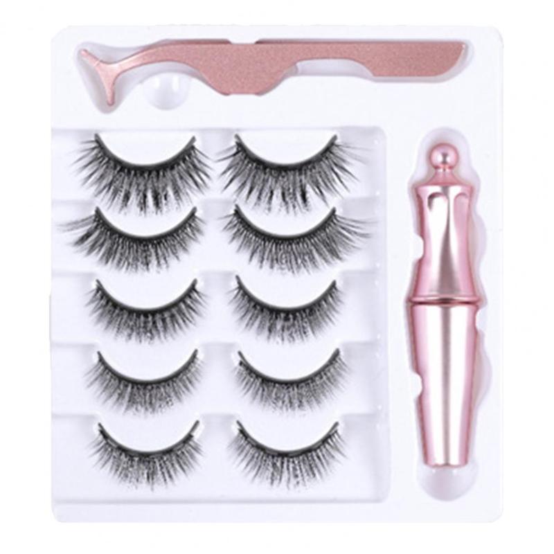

False Eyelashes 1 Set Delicate Artificial Eyelash Good Ductility Looking Faux Magnet Eye Brow Makeup Tool