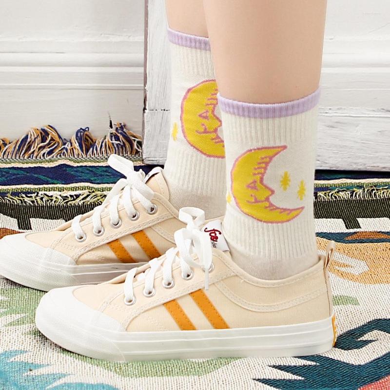

Women Socks Women's Girl's Cartoon Sleeping Moon Kawaii Cute Lovely Fashion Cotton Casual 1 Pair Drop, C2