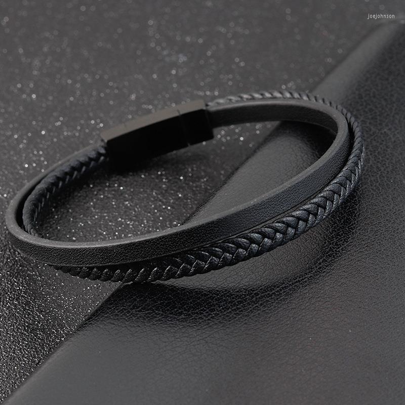 

Charm Bracelets 2023 Style Luxury Men's Leather Bracelet Classic Hand-woven Multi-layer Bangle Stainless Steel Fashion Vintage Jewelry