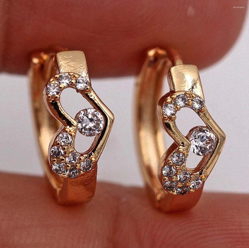 

Hoop Earrings Trendy Gold Plated White Heart Cubic Zirconia For Women Fashion Jewelry Accessories Wedding Party Birthday Gift