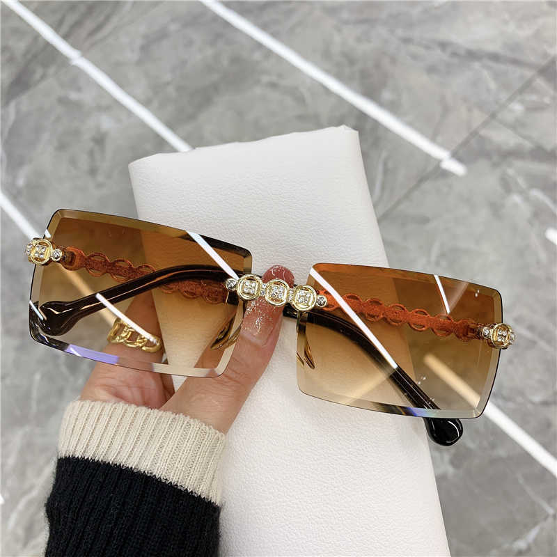 

Sunglasses KAMMPT Retro Fashion Sunglasses Vintage Rimless Square Men Women Sun Glasses Luxury Brand Designer Frameless Eyewear UV400 G230225