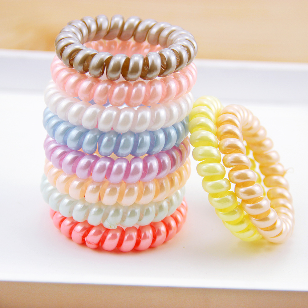 

20 Colors Telephone Wire Cord Gum Hair Tie 6cm Girls Elastic Hair Band Ring Rope Bracelet Stretchy Scrunchy, Mix colors/5g