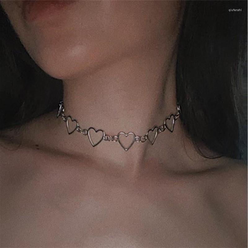 

Choker Trendy Hollow Korean Sweet Love Heart Necklace Gothic Girlfriend Gift Cute Bicolor Jewelry Collier Femme 2023