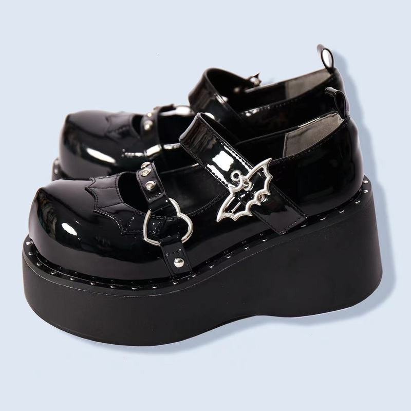 

Dress Shoes Mary Jane Shoes Sweet Cute Women Pumps Wedge Heels Platform Shoes Women Gothic Girls Lolita Punk Shoes High Heels Plus Size 43 230225, Black