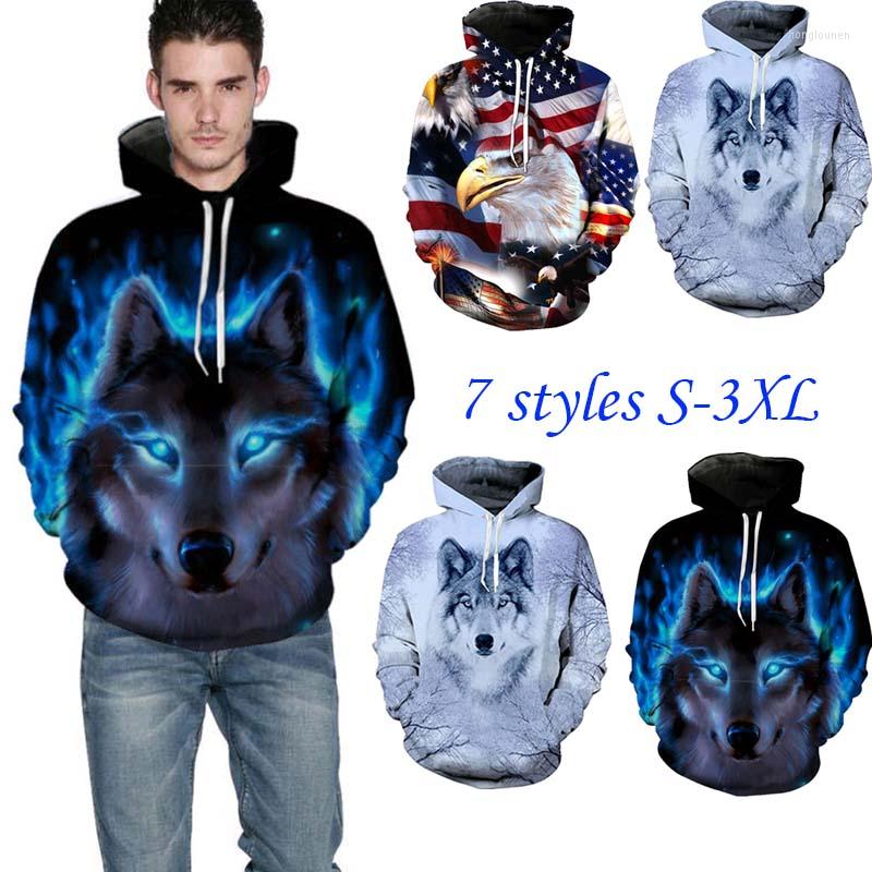 

Men's Hoodies Unisex Womens Mens Hoodie 3D Wolf Animal Sweatshirt Fashion Casual Pullover Tops