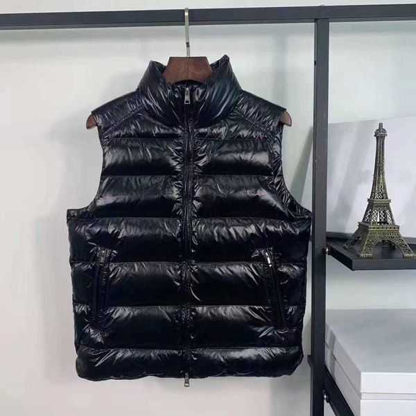

monclair mens down vest French brand printing joint design autumn and winter warm fashion couple jacket 104OC, Black
