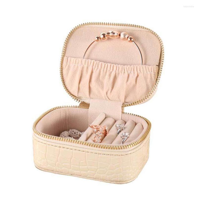 

Jewelry Pouches Box Case Small Travel PU Leather Jewellery Storage Organizer For Rings Bracelets Gift Girls Women