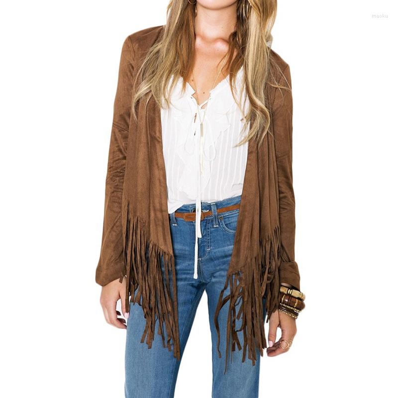 

Women' Jackets 2023 Spring And Autumn Women' Hem Fringed Long-sleeved Cardigan Small Women Clothes, Auburn