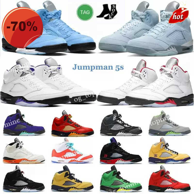 

Slippers Jumpman AMG 5 5s Mens Womens Basketball Shoes Green Bean Racer Blue UNC Oreo Black Metallic Aqua Mars For Her Men Women Outdoor Sports