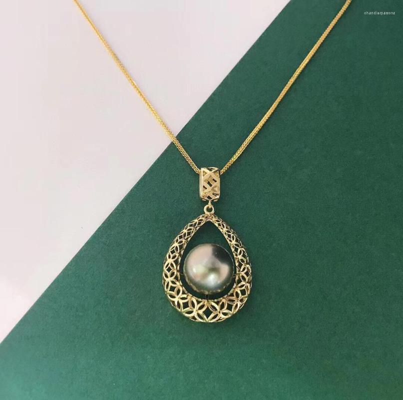 

Chains MADALENA SARARA 10-11mm Saltwater Pearl Pendant Necklace Bird Nest Tahiti Southsea Jewelry 18k Gold Women