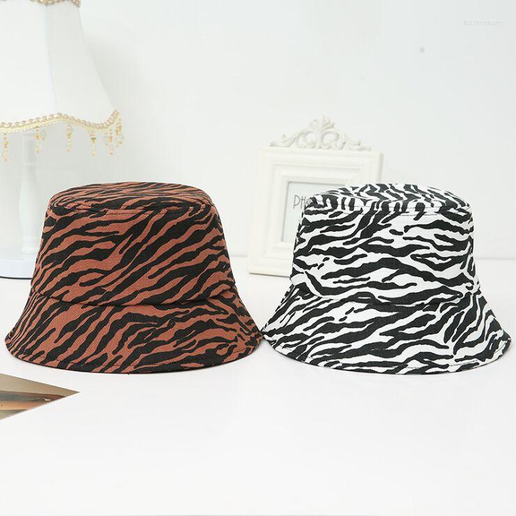 

Berets Women Casual Bucket Hat Zebra Print Fisherman Outdoor Adult Men Cotton Fishing Hunting Hats, 001