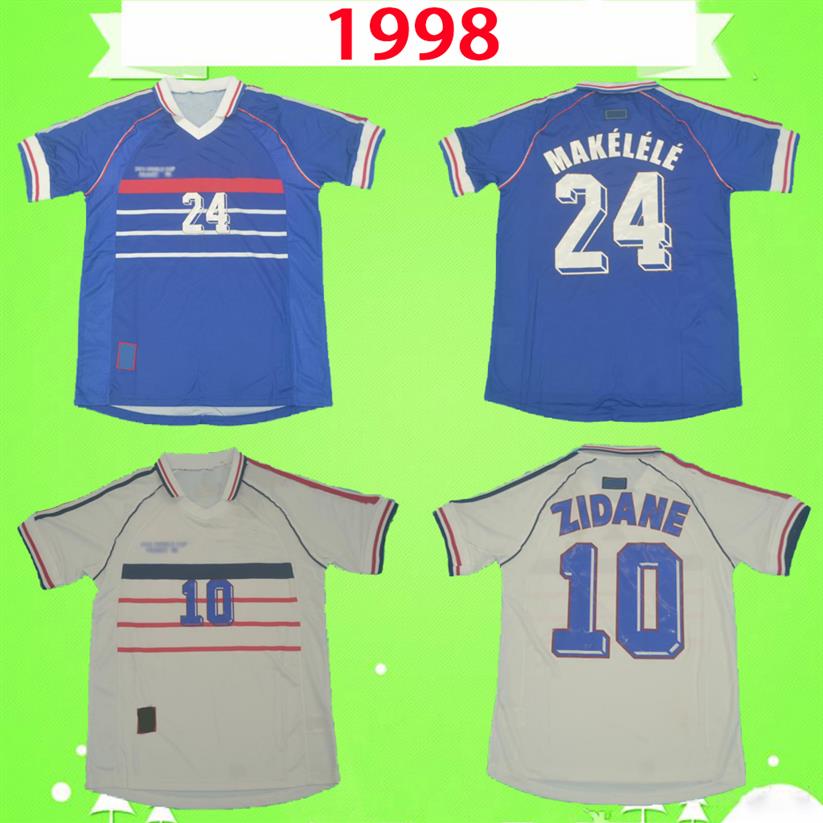 

MAILLOT DE FOOT 1998 RETRO soccer jerseys classic #10 ZIDANE home away Football shirt VINTAGE #12 HENRY #24 MAKELELE top Quality u260h, 1998 with small print 972