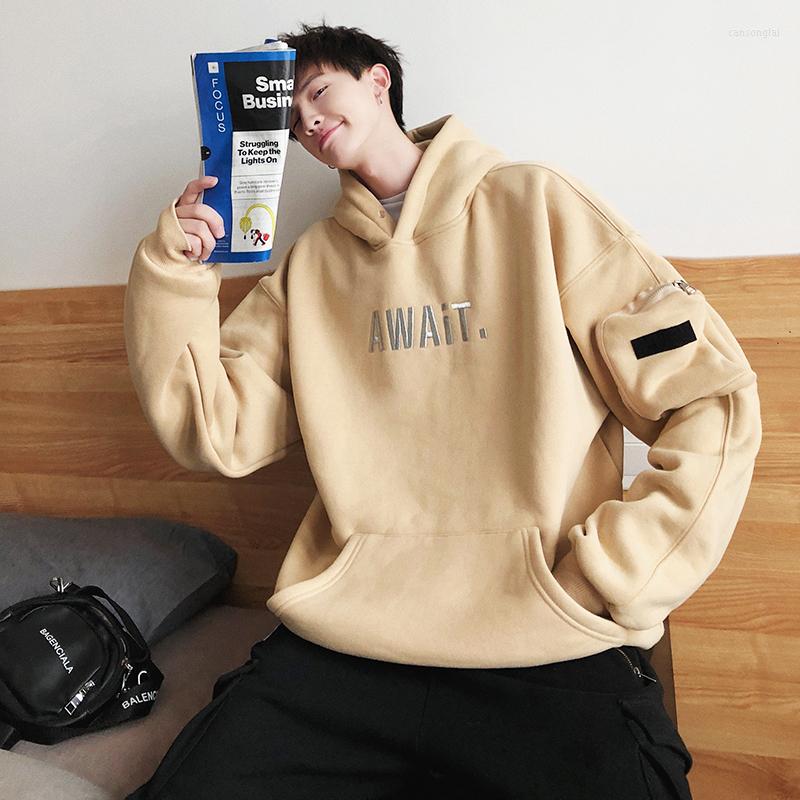 

Men's Hoodies 2023 Mens Cotton Long Sleeved Harajuku Streetwear Letter Loose Korean Hooded Fashion Sweatshirts Men, White