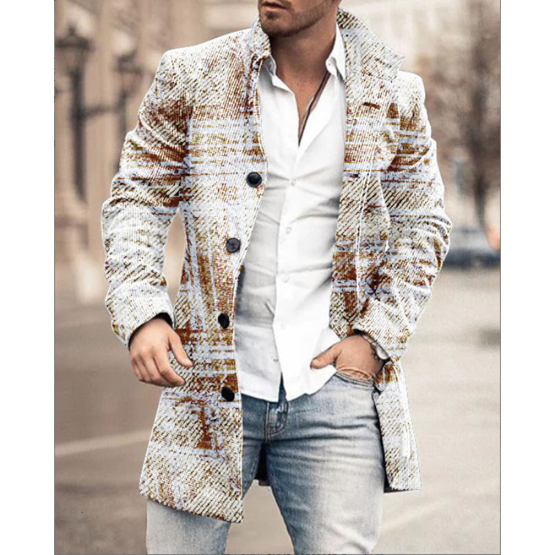 

Men's Wool Blends Autumn and Winter Woolen Stand Collar Midlength Casual Coat 230225, Gcdy-12