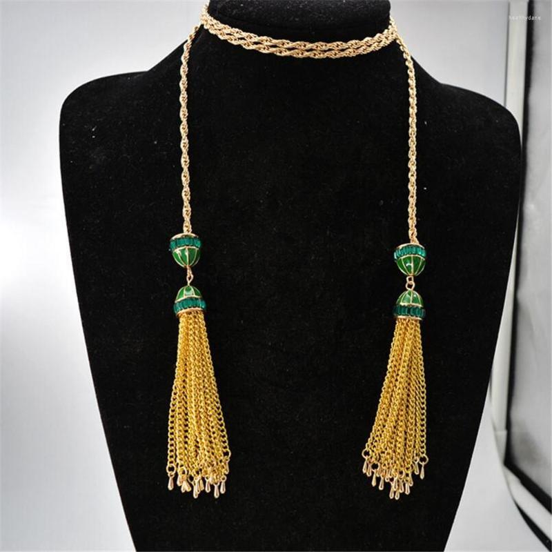 

Pendant Necklaces MHS.SUN 1PCS Gold Color Tassel Baroque Necklace European Fashion Vintage Long Jewelry For Women