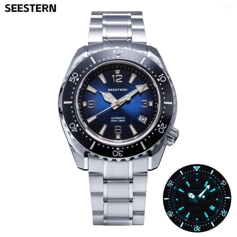 

Wristwatches 2023 SEESTERN Automatic Diving Watch Of Men NH35 Movement Mechanical Sapphire Mirror Water Resistance Full Luminous, White