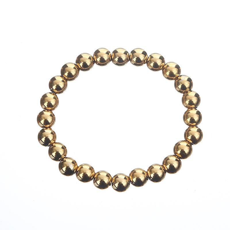

Strand Beaded Strands Gold Steel Ball Stainless Bracelet Elastic Hand StringBeaded