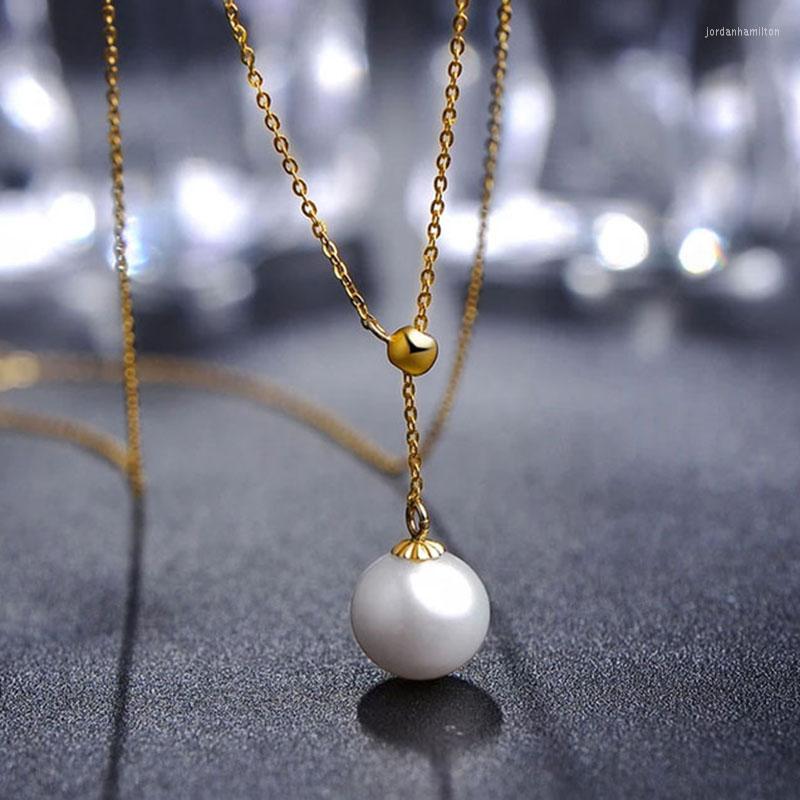 

Pendant Necklaces LEEKER Romantic Pearl Necklace For Women Adjustable Choker Elegant Wedding Jewelry Rose Gold Silver Color Chain 614 LK6