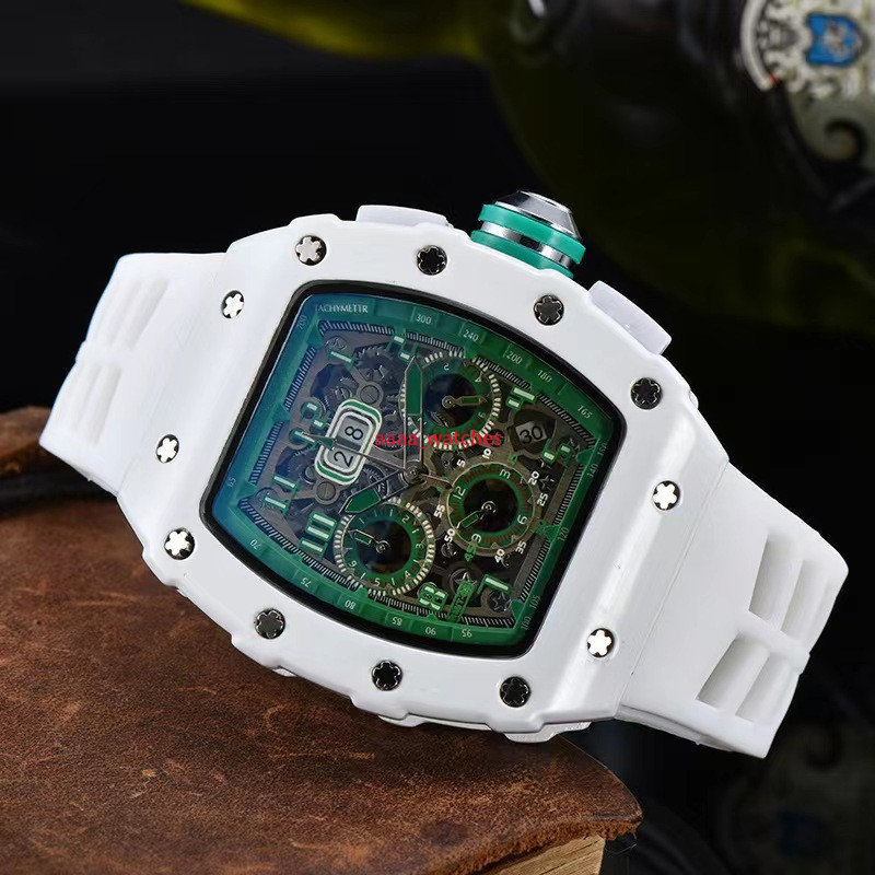 

2023 6-pins Automatic date watch limited edition men's watches top brand luxury full-featured quartz watch silicone strap kis