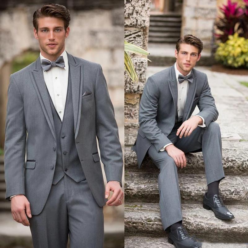 

Men's Suits & Blazers High Quality Men Fashion Peaked Lapel Two Buttons 3 Pieces Bridegroom Formal Wedding Business Tuexdos Costumes Hommes, Black
