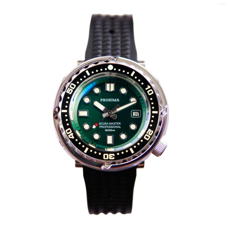 

Wristwatches PROXIMA Mens Diver Watches Tuna Men Automatic Watch Sport 300M Waterproof Mechanical Wristwatch C3 Luminous Sapphire NH35 Green, 316l stainless 2