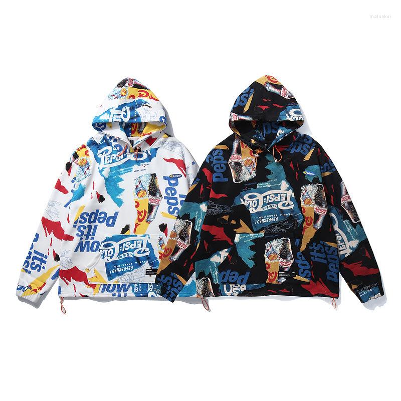 

Men's Hoodies High Quality Street Fashion In Europe And America Original Wave Hip-hop Graffiti Printed Fleece Clothing Of F, Black