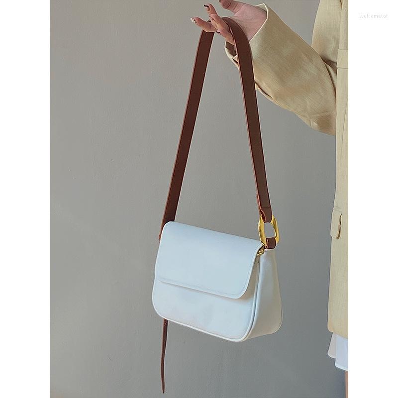 

Evening Bags Fashion Women Crossbody Bag Wide Strap PU Leather Shoulder Handbag Large Capacity Female Messenger Big Flap For, Blue